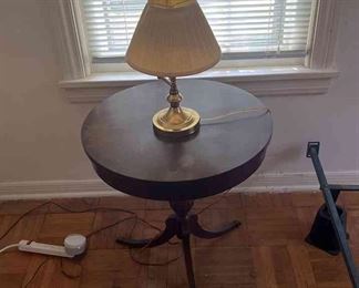 Wooden Nightstand With Lamp