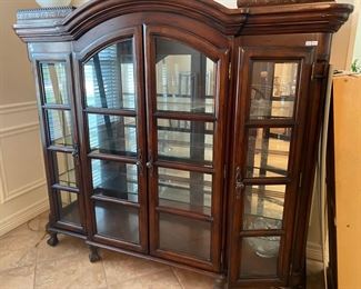 Large Rosewood Curio Cabinet with Glass Shelves
