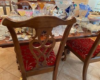 Mahogany Dining Room Table, 2 leaves, 6 chairs