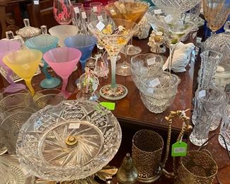 Assortment of Crystal Serving Pieces and Vases