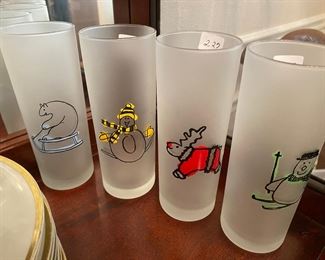 Vintage set of Frosted Highball Glasses