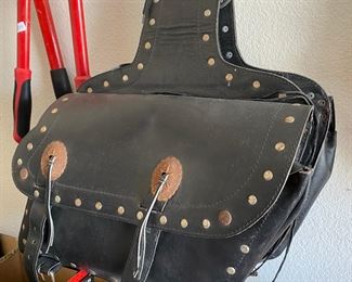 Antique Black Leather Saddle Bag