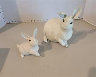 Ceramic bunnies, tallest is 10" high