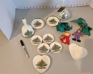 Spode bell, small dishes, friendship ball, ornaments