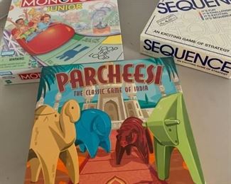 Monopoly Jr, Parcheesi and Sequence games