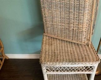 Wicker end table 16x22x22 and wicker hamper 15x10x16