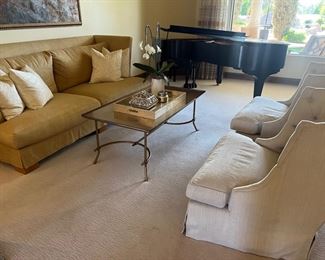 Swaim Formal Shelter Sofa - $1,500.00

Goose down filling

Dimensions: 96"W x 39"D x 42"H x 19" seat height
