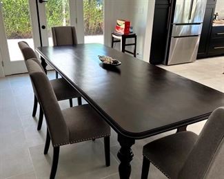 Custom Solid Mahogany Dining Table & Bench - $1,700.00

Dimensions: 108"L x 43.5"W x 30"H

Bench included

Dining chairs sold separately