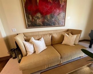 Swaim Formal Shelter Sofa - $1,500.00

Goose down filling

Dimensions: 96"W x 39"D x 42"H x 19" seat height
