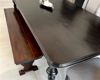 Custom Solid Mahogany Dining Table & Bench - $1,700.00

Dimensions: 108"L x 43.5"W x 30"H

Bench included

Dining chairs sold separately