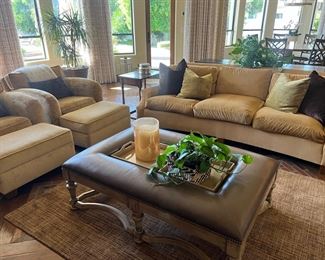 Leather Ottoman Coffee Table - $450.00

Nailhead trim

Slight wear on leather. Sold AS IS.

Dimensions: 53"W x 35.5"D x 19"H