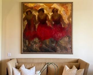 Frank Troia Signed Oil Painting - $15,000

"Frank Troia was born and raised on the Monterey Peninsula. He graduated from Art Center College of Design in Pasadena, California in 1975 with a Bachelor of Fine Arts degree in advertising illustration. He didn't draw or paint again for 17 years, choosing instead to build a business career. Having sold his business in 1992 he now paints full time. He describes himself as primarily a figure artist who concentrates on repetitional imagery. His work is in private collections."

Dimensions: 76.5" x 76.5"

Oil on canvas