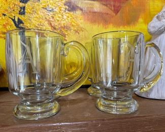 gorgeous “A” etched handles large mug, great for milk to beer to whatever your drink of choice is! I will sell these individually.