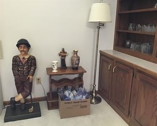 Hand made golfer, side table & floor lamp