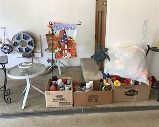 Small patio tables, misc garage items
