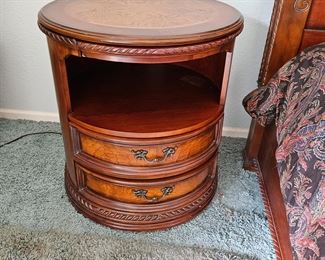 Set of Two Aspen Home NAPA Collection Round Night Stands w/ 2 Drawers and Pull out Tray for Water Glasses