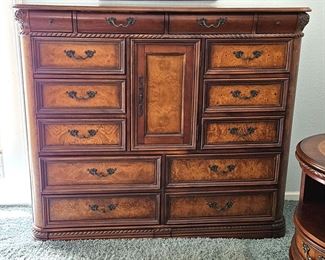 Tall Chest of Drawers in Aspen Home NAPA Collection Poplar and Ash Burl Woods 14 assorted drawers & Cabinet