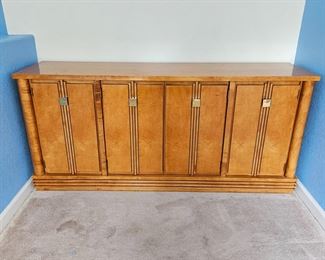 Gorgeous Mid Century Hickory & White Genesis Collection Ash Burl Wood Credenza Buffet Table