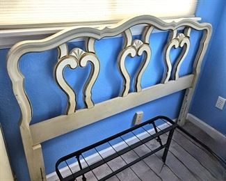 c 1960 Drexel "Touraine" French Provincial White w/ Gold Accents Double Size Headboard (Solid Wood)