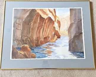 Large Original Watercolor "Beckoning" by Golden, CO Artist Mary Jane Forkner w/ Letter From Artist On Back