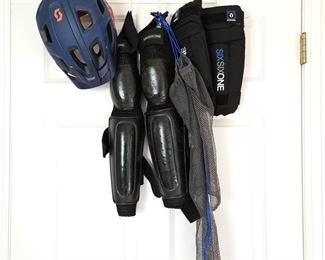  Lot of Biking Equipment - SIXSIXONE Knee and Elbow pads (Sz S/M) Plus a "Vivo Plus" SCOTT Helmet (M)
