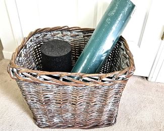Yoga Mat, 12" foam neck roll and large storage basket
