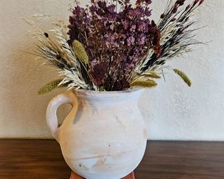 Large Unglazed Light Terra Cotta Pitcher / Vase - 12"T x 13"W - Slightly Whitewashed - Decor Only
