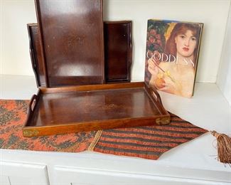  3 Stacking Trays w/ Brass Details, Stylish Table Runner, Alluring Jalaja Bonheim's Goddess Hardcover Coffee Table Book