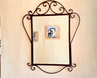 Wrought Iron Mirror w/ Scroll Design