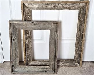 Set of Two Rustic / Primitive Barn Wood Picture Frames for 16" x 20" and 11" x 14" Pictures