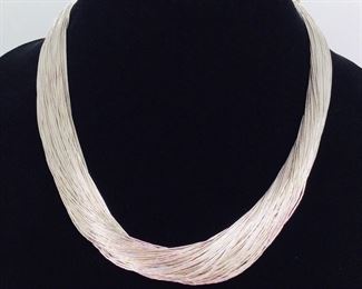 Sterling Silver 100 Strand Liquid Silver Necklace
