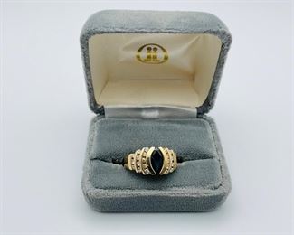 14K Gold Diamond and Sapphire Ring