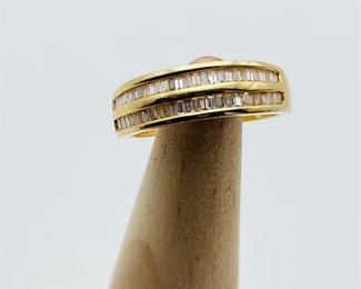 18K Gold Plated Ring with Channel Set Diamonds