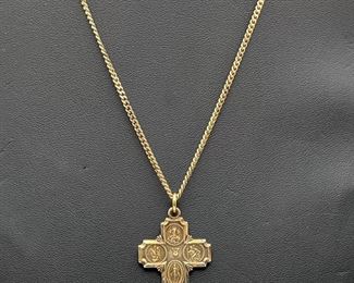Gold Tone Cross Necklace