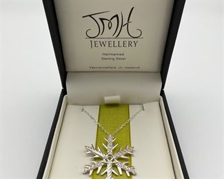 Sterling Silver Necklace with Snowflake Pendant