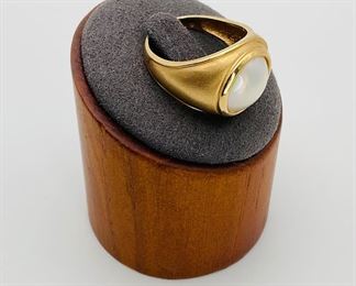 14K Gold Diamond and Pearl Ring