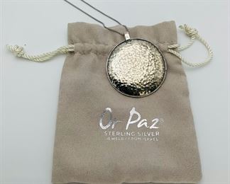 Sterling Silver Circle Hammered Pendant from Israel