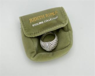 Judith Ripka Sterling Silver Ring with Rhinestones