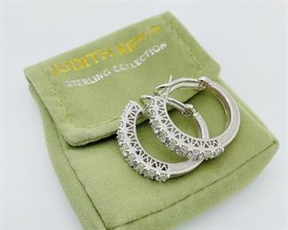 Judith Ripka Sterling Silver CZ Hoop Earrings