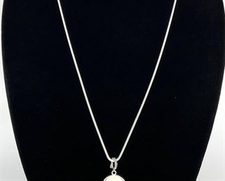 Sterling Silver Snake Chain with Circular Pendant