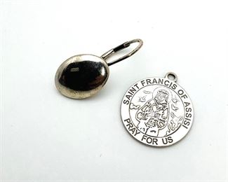 Silver Earring and St. Francis Pendant