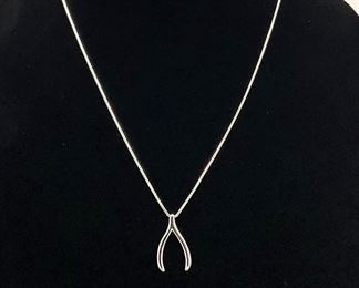 Sterling Silver Necklace with Wishbone Pendant