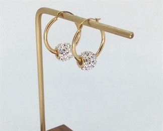 14K Gold Plated Hoop Earrings with Crystallized Swarovski Elements