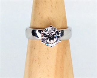 14K White Gold CZ Solitaire Ring