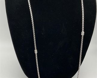 Sterling Silver Chain Necklace with Decorative Accnts