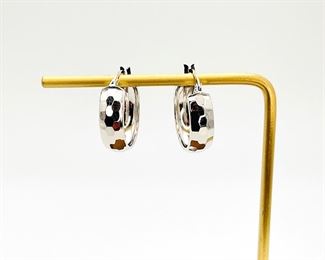 14K White Gold Plated Hoop Earrings