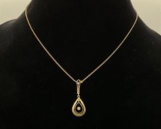 14K Gold Necklace with Teardrop Pendant