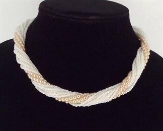 Multi-Strand Beaded Faux Pearl Necklace