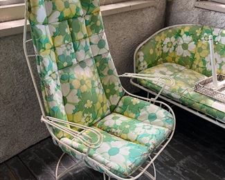 Mid Century Modern Patio Swivel Chair by Homecrest with ottoman