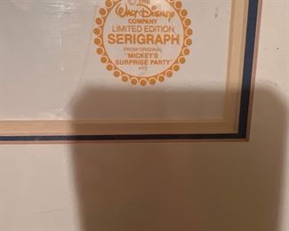 Walt Disney Animation Cell Serigraph Mickey’s Surprise Party